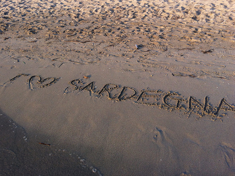 I Love Sardegna - written in the sand at San Giovanni di Sinis